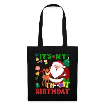 Es Ist Mein 6. Geburtstag Weihnachtsmann - Stoffbeutel - Schwarz - Vorne