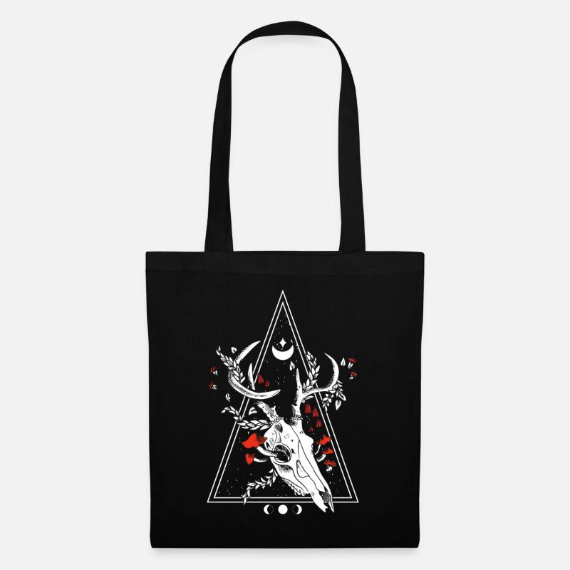 Gothic Deer Skull Moon Phase Witch Occult - Stoffbeutel - Schwarz