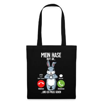 Mein Hase Ruft An - Stoffbeutel - Schwarz - Vorne
