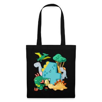 Herd of cute dinosaurs 4th birthday 4 - Tote Bag - black - Front