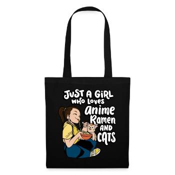 Juste une fille qui aime l’anime, les ramen et les chats mignons - Sac en tissu - noir - Devant