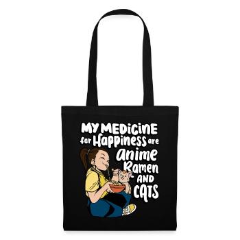 My medicine for happiness is anime, - Tote Bag - black - Front