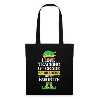6th Grade Teacher Elf Christmas School Party I - Tote Bag - black - Front