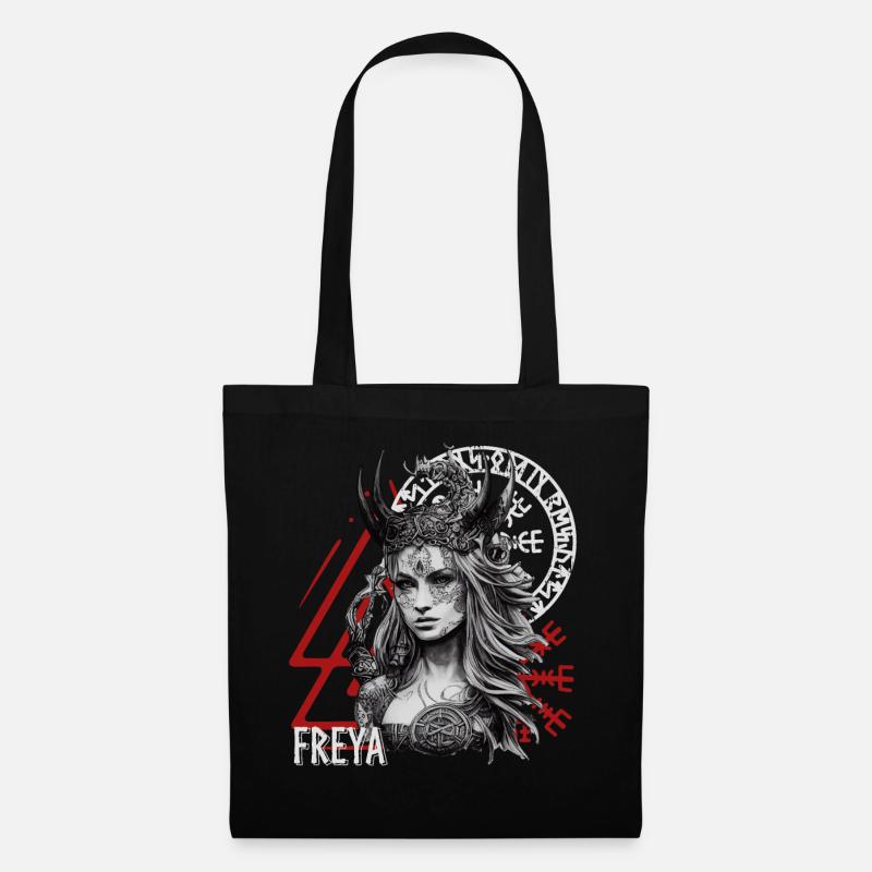 Viking Goddess Freya Scandinavian Warrior Shieldma - Stoffbeutel - Schwarz