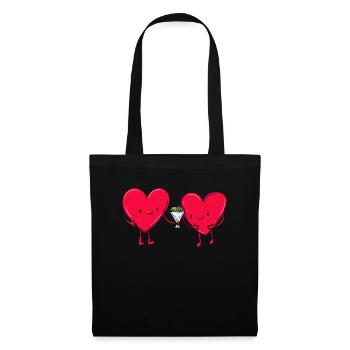 Valentinstag Herz - Stoffbeutel - Schwarz - Vorne