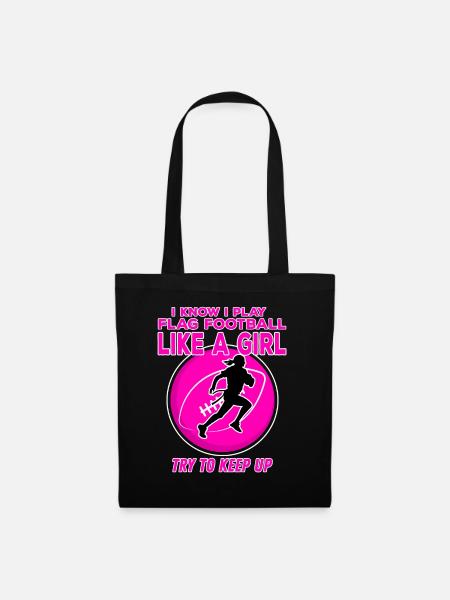 I know I Play Flag Football Like a Girl Mädchen - Stoffbeutel - Schwarz