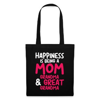 Happiness Is Being A Mom, Grandma - Stoffbeutel - Schwarz - Vorne