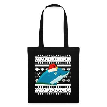 Ugly Christmas Sweater Tshirt Christmas Dolphin - Tote Bag - black - Front