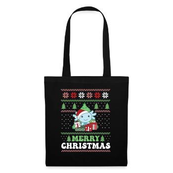Joyeux Noël rétro moche Noël Axolotl - Sac en tissu - noir - Devant