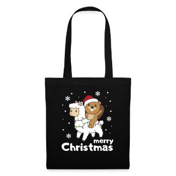 Beaver Lama Alpaca Christmas Winter Animals - Tote Bag - black - Front