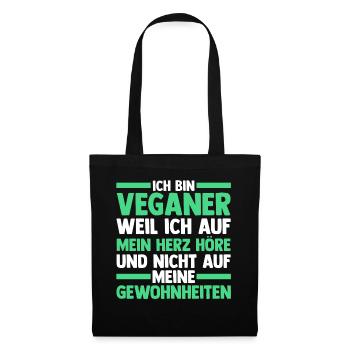 Fleischlos Vegan Pflanzlich Veganer - Stoffbeutel - Schwarz - Vorne