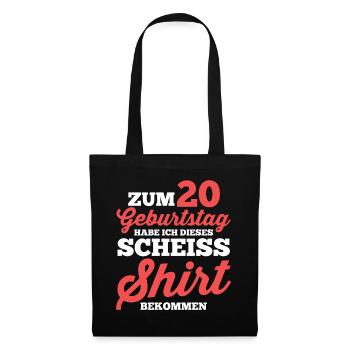 Zwanzig 20 Jahre Zwanzigster Geburtstag - Stoffbeutel - Schwarz - Vorne