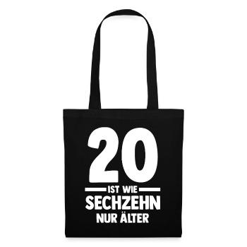 Zwanzig 20 Jahre Zwanzigster Geburtstag - Stoffbeutel - Schwarz - Vorne