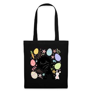 Silhouette Young Colorful Eggs Easter Costume Holiday - Tote Bag - black - Front