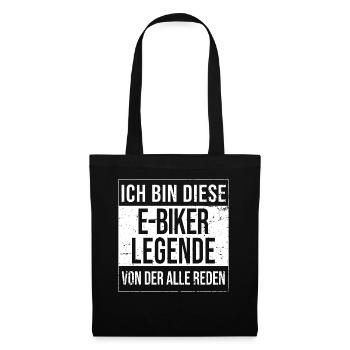 E-Bike Akku-Fahrrad Geburtstag geboren Legende - Stoffbeutel - Schwarz - Vorne