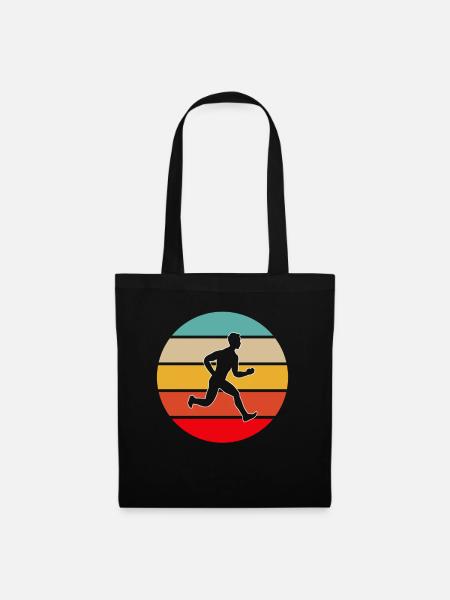 Joggen Retro - Stoffbeutel - Schwarz