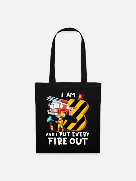 Feuerwehrauto Brandbekämpfung Ich Bin 3 Jahre - Stoffbeutel - Schwarz