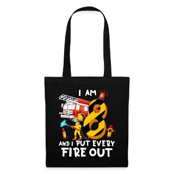 Fire engine firefighting I am 8 years old - Tote Bag - black - Front