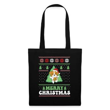 Joyeux Noël rétro moche Noël Jack Russell - Sac en tissu - noir - Devant