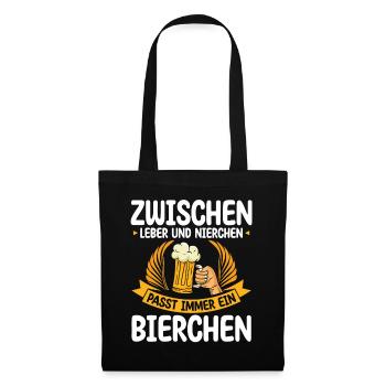 Zwischen Leber Und Nierchen Passt Immer Ein - Stoffbeutel - Schwarz - Vorne