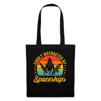 Facilement distrait par les vaisseaux spatiaux - Space Travel Roc - Sac en tissu - noir - Devant