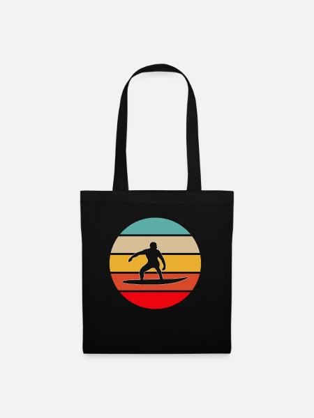 Surfen Retro - Stoffbeutel - Schwarz