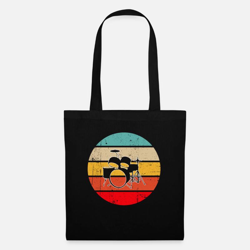 Schlagzeug Retro - Stoffbeutel - Schwarz