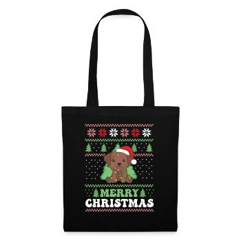 Joyeux Noël rétro moche Noël Labrador - Sac en tissu - noir - Devant