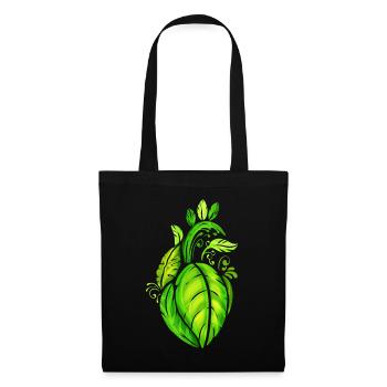 Heart Of Green Leaves - Vegetarian - Go Vegan - Stoffbeutel - Schwarz - Vorne