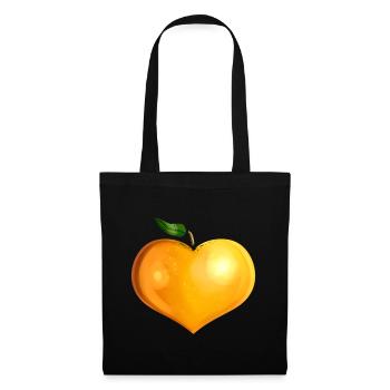 Orange In Heart Shape - Vegetarian - Go Vegan - Stoffbeutel - Schwarz - Vorne