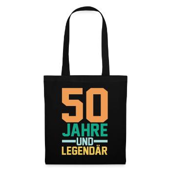 Fünfzig 50 Jahre Fünfzigster Geburtstag - Stoffbeutel - Schwarz - Vorne