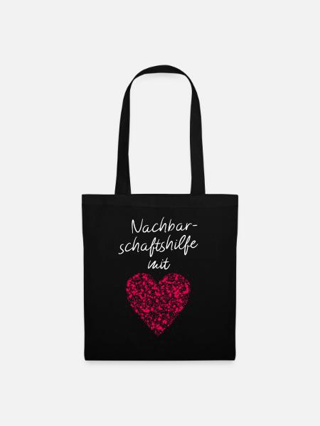 Nachbarschaftshilfe mit Herz Nachbar Einkaufshilfe - Stoffbeutel - Schwarz