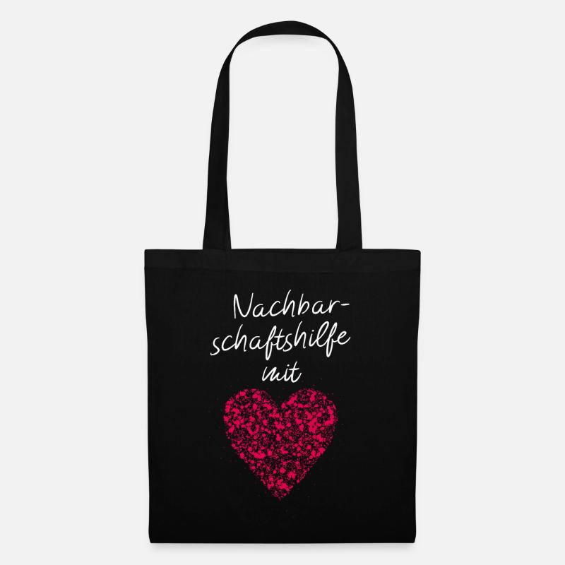 Nachbarschaftshilfe mit Herz Nachbar Einkaufshilfe - Stoffbeutel - Schwarz