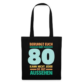 Achtzig 80 Jahre Achtzigster Geburtstag - Stoffbeutel - Schwarz - Vorne