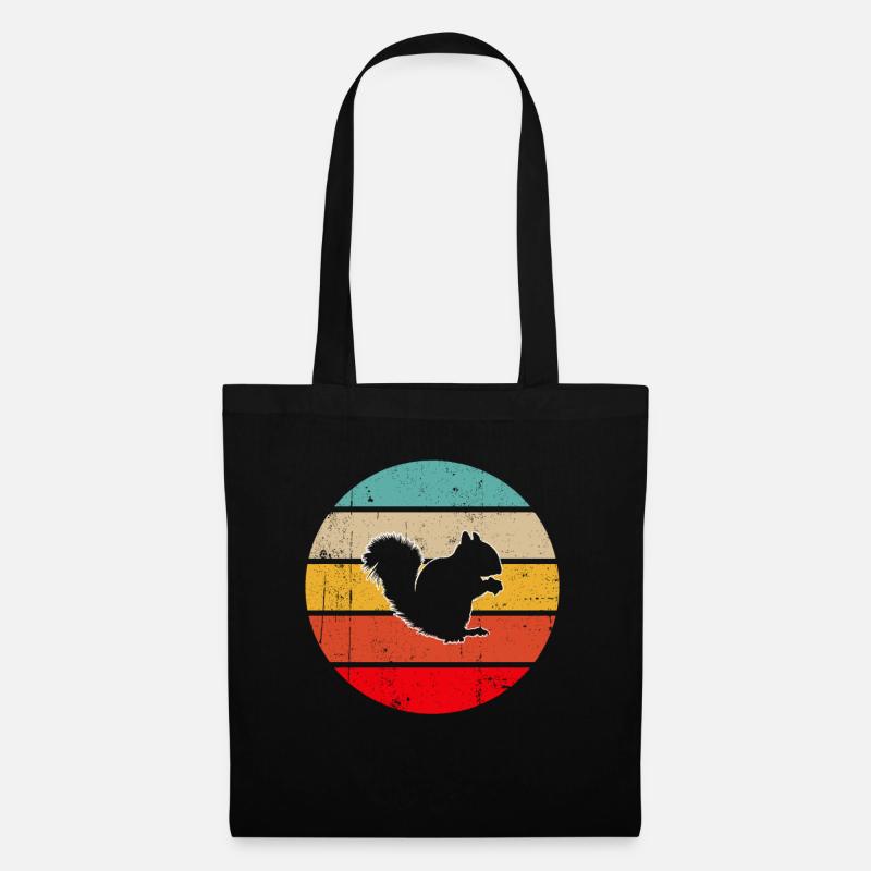 Eichhörnchen Retro - Stoffbeutel - Schwarz