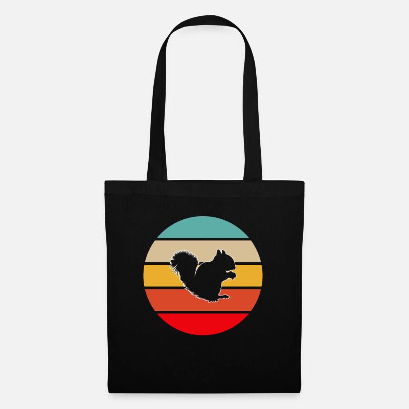 Eichhörnchen Retro - Stoffbeutel - Schwarz