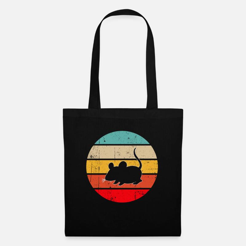 Maus Retro - Stoffbeutel - Schwarz