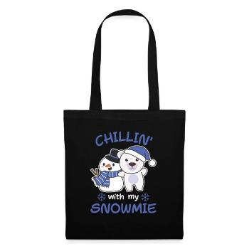L’ours polaire Chillin avec mon bonhomme de neige - Sac en tissu - noir - Devant
