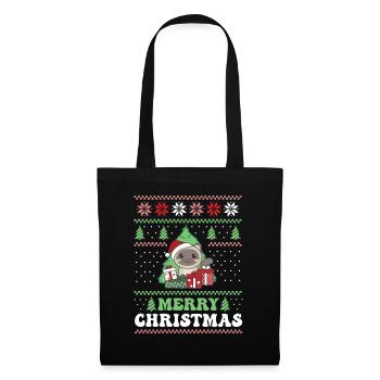 Merry Christmas retro ugly christmas cat - Tote Bag - black - Front