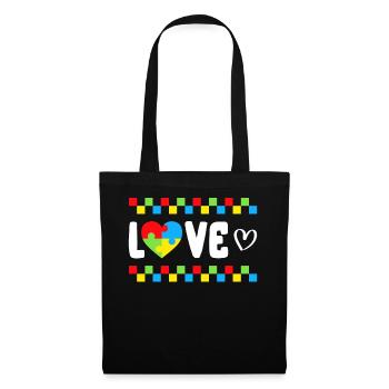 Autism Awareness Shirt, Liebe Puzzle Teile Tee, - Stoffbeutel - Schwarz - Vorne