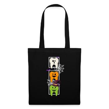 Halloween Shirt, Teeth Ghost Pumpkin Witch - Tote Bag - black - Front