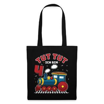 4ème anniversaire, 4 ans trains Lok Kids Boy Boy train - Sac en tissu - noir - Devant