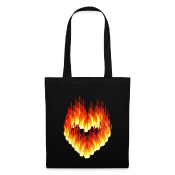 Valentin Valentin Herz Feuer Flamme heiße Liebe - Stoffbeutel - Schwarz - Vorne