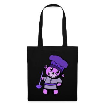 Hobby Chef Cuisine Ours en peluche Cuisinier Louche à soupe - Sac en tissu - noir - Devant