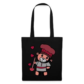 Chef amateur Art culinaire Teddy Bear Cook Soup Louche - Sac en tissu - noir - Devant