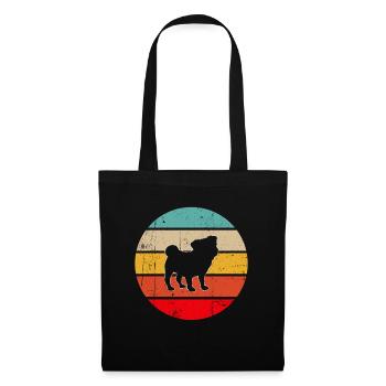 Mops Retro - Stoffbeutel - Schwarz - Vorne