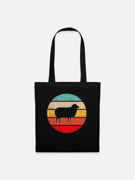 Schaf Retro - Stoffbeutel - Schwarz