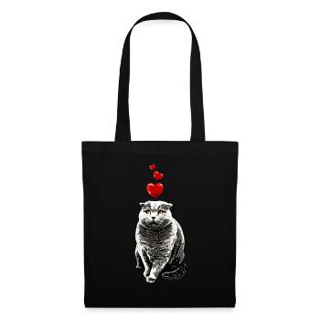 British Shorthair Cat Heart Vintage Cat Motif - Tote Bag - black - Front
