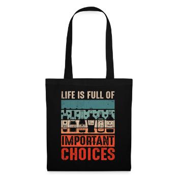 Retro Vintage Life Full Of Choices Alcohol Bottle - Stoffbeutel - Schwarz - Vorne