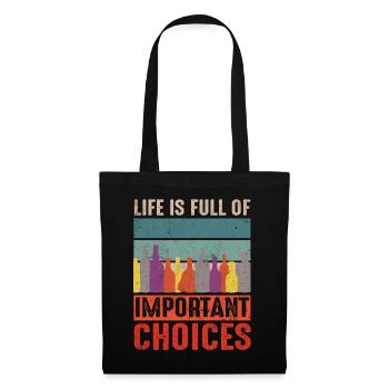 Retro Vintage Life Full Of Choices Bottle Spirit - Stoffbeutel - Schwarz - Vorne